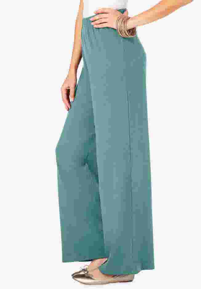 Plus Size Pull-On Wide Leg Soft Knit Pant image number 2