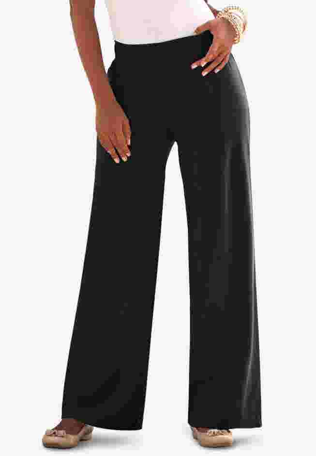 Plus Size Pull-On Wide Leg Soft Knit Pant image number 0