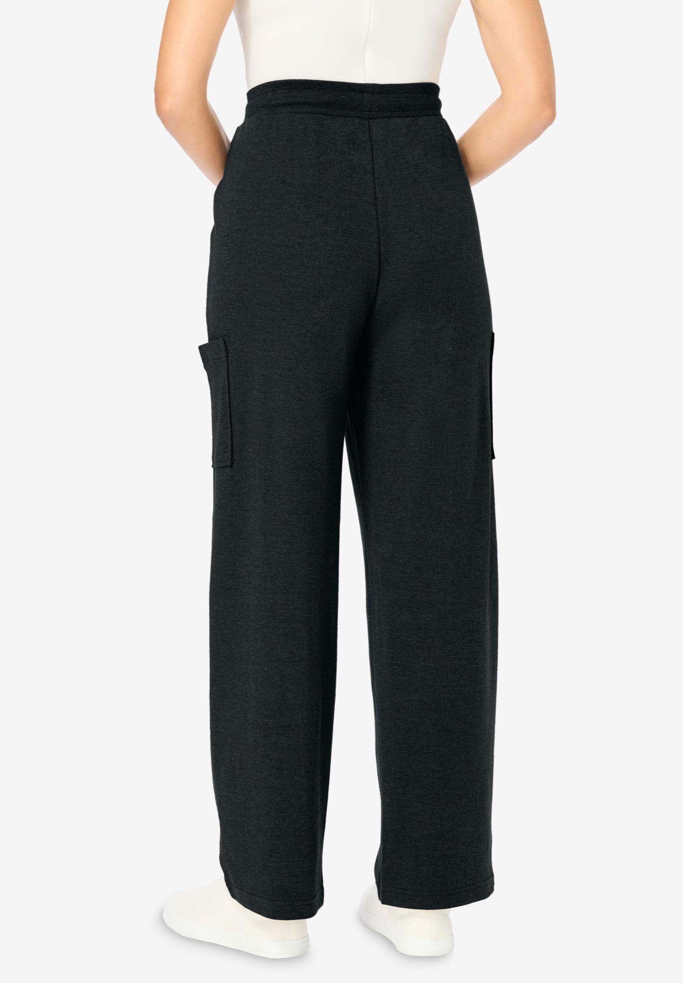 Knit Pull-On Drawstring Cargo Pants image number 1