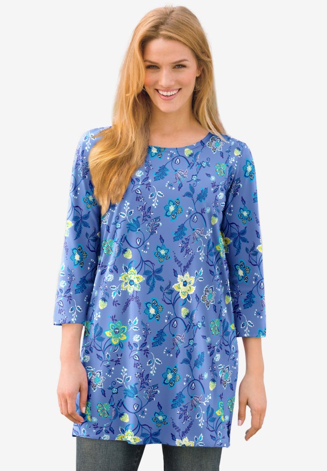 Perfect Printed Three-Quarter-Sleeve Scoopneck Tunic image number 5