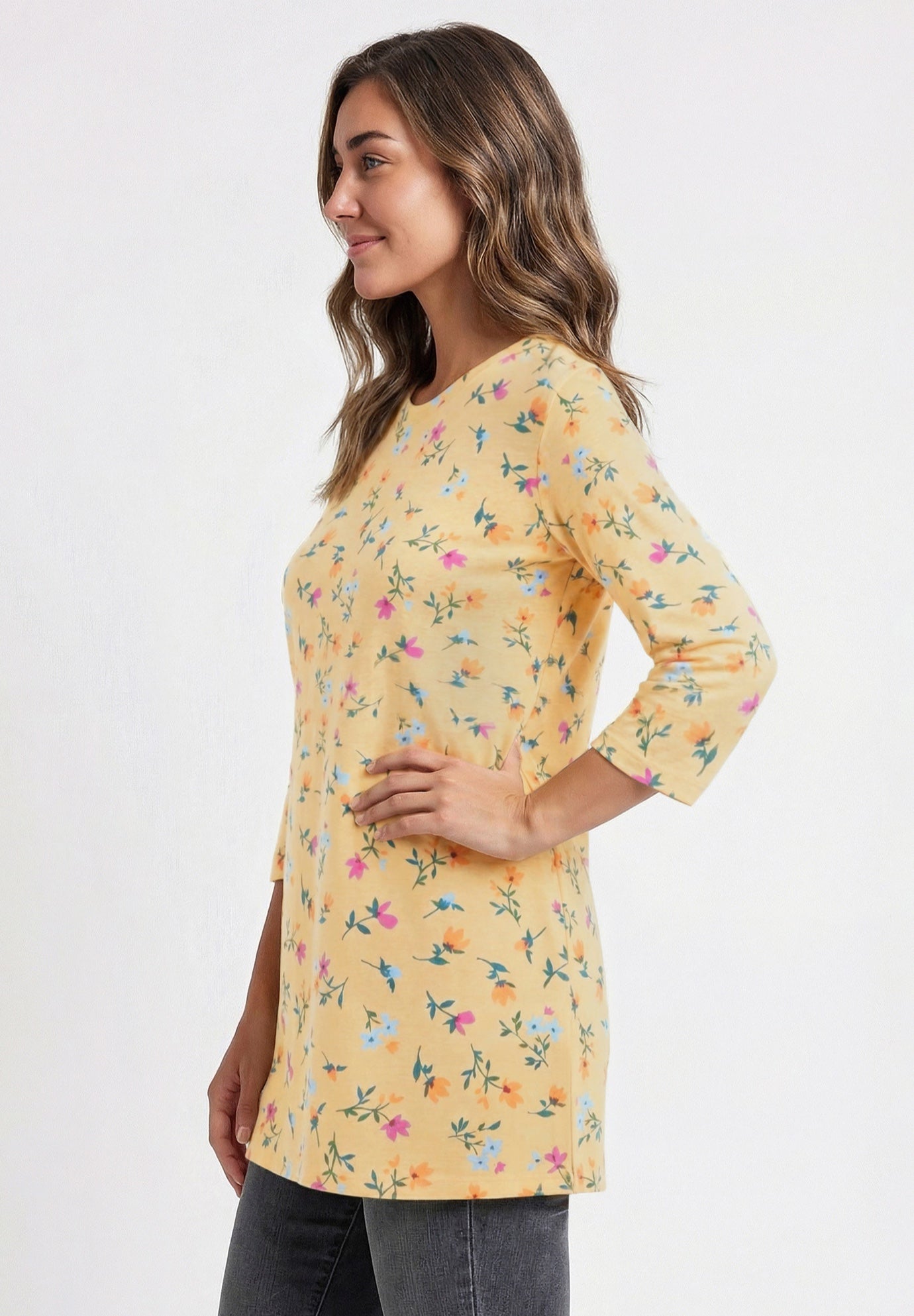 Perfect Printed Three-Quarter-Sleeve Scoopneck Tunic image number 2