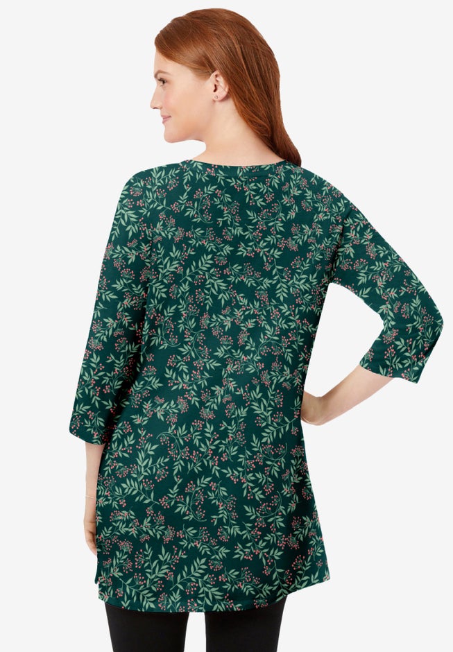 Perfect Printed Three-Quarter-Sleeve Scoopneck Tunic image number 1