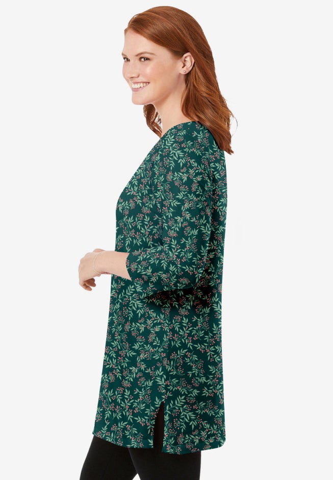 Perfect Printed Three-Quarter-Sleeve Scoopneck Tunic image number 2