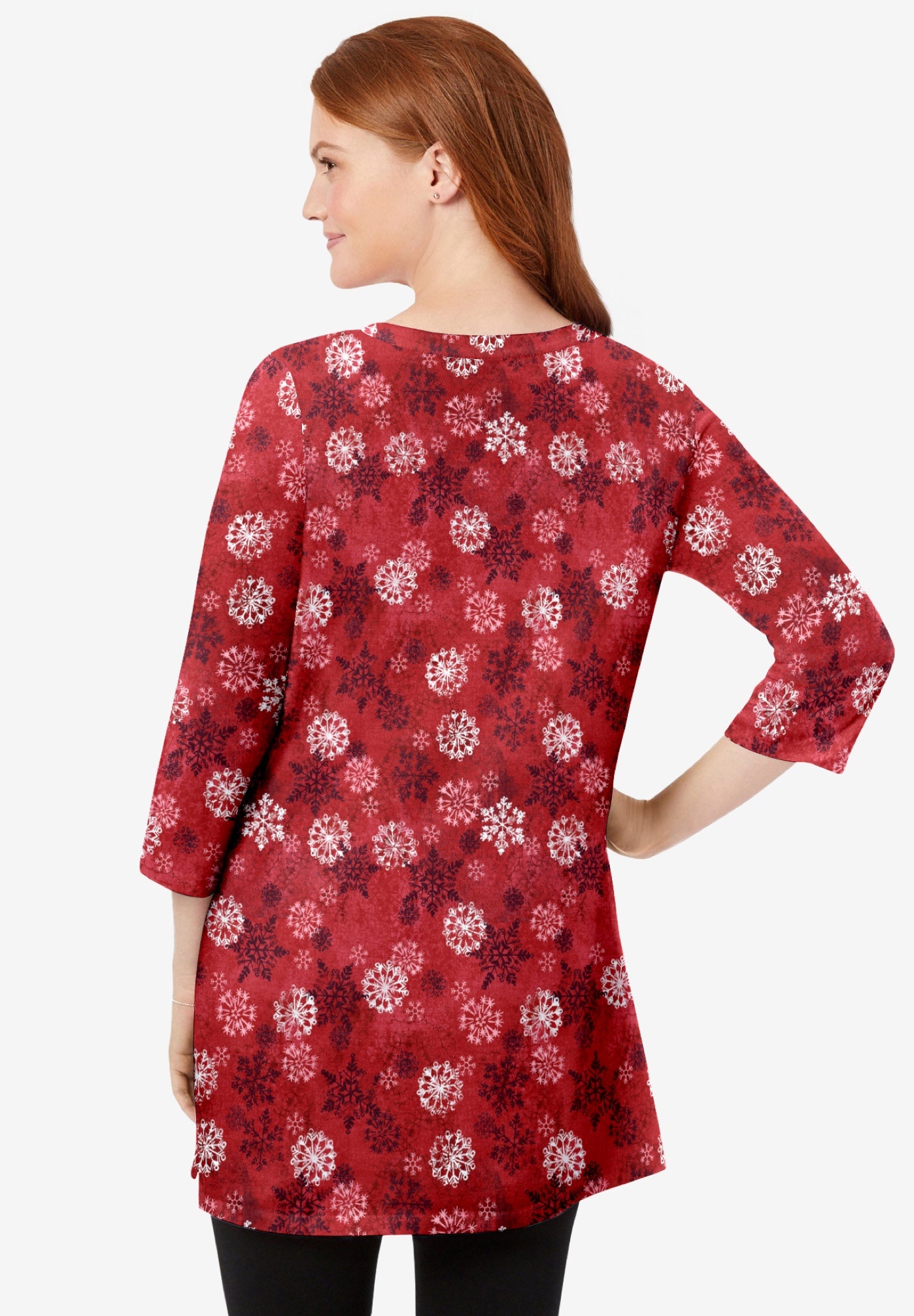 Perfect Printed Three-Quarter-Sleeve Scoopneck Tunic image number 1