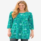 Perfect Printed Three-Quarter-Sleeve Scoopneck Tunic image number null