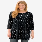 Perfect Printed Three-Quarter-Sleeve Scoopneck Tunic image number null