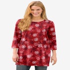 Perfect Printed Three-Quarter-Sleeve Scoopneck Tunic image number null