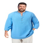 Gauze Mandarin Collar 3/4 Sleeve Shirt image number null