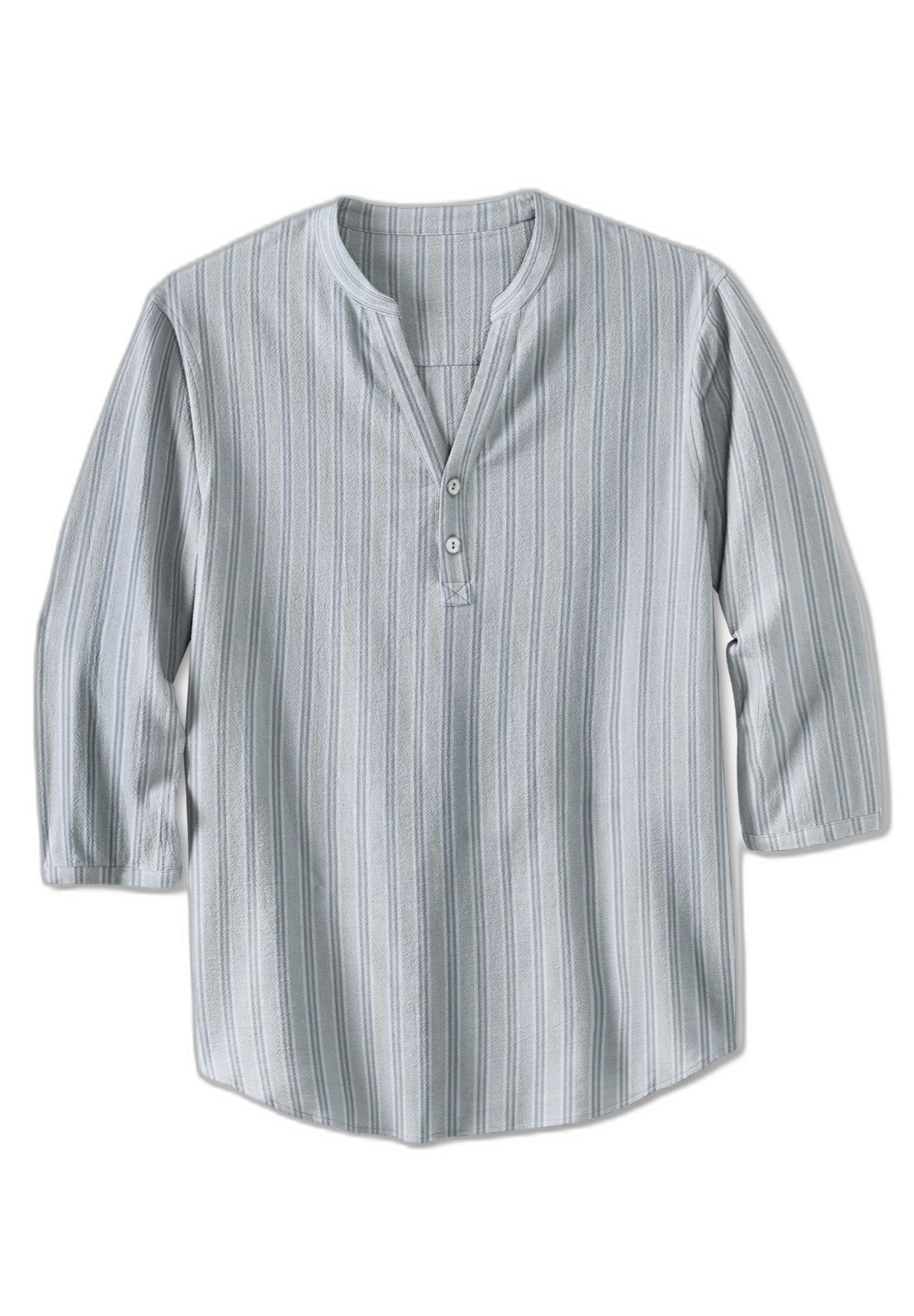 Gauze Mandarin Collar 3/4 Sleeve Shirt image number 1