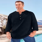 Gauze Mandarin Collar 3/4 Sleeve Shirt image number null