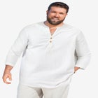 Gauze Mandarin Collar 3/4 Sleeve Shirt image number null