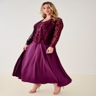 Plus-Size 2 Piece Long Sleeve Embellished Lace Jacket and Full Gown image number null