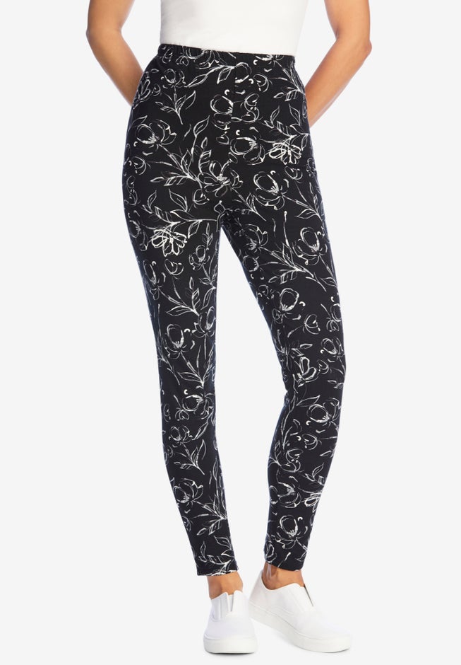 Stretch-Cotton Knit Pull-On Printed Leggings image number 1