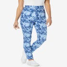 Stretch-Cotton Knit Pull-On Printed Leggings image number null