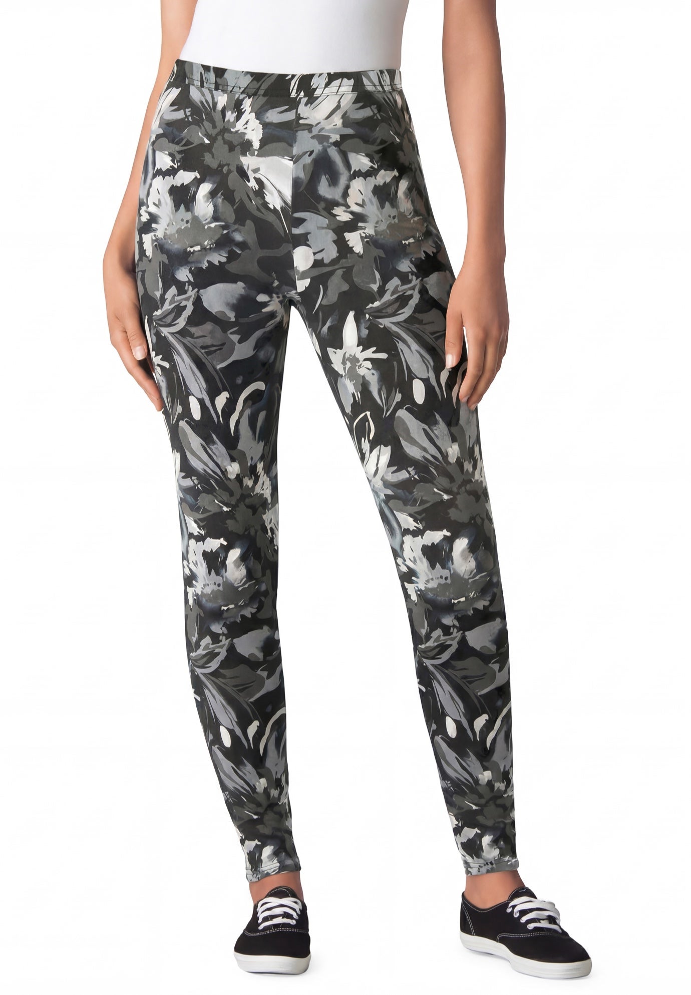 Stretch-Cotton Knit Pull-On Printed Leggings image number 0
