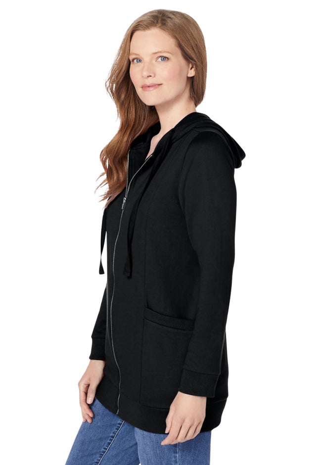 Zip Front Tunic Hoodie Jacket image number 2