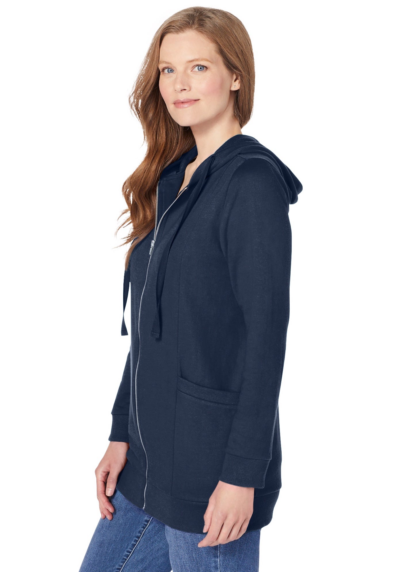 Zip Front Tunic Hoodie Jacket image number 2