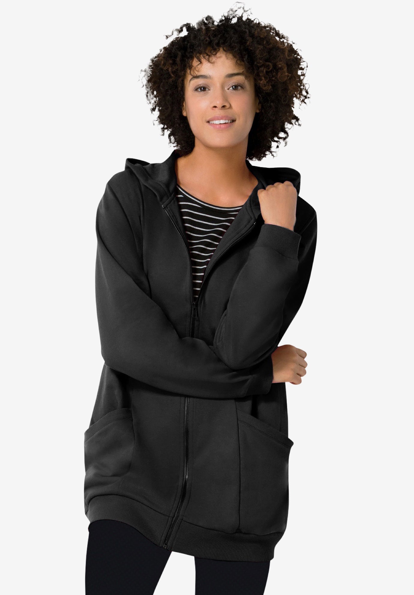 Zip Front Tunic Hoodie Jacket image number 0