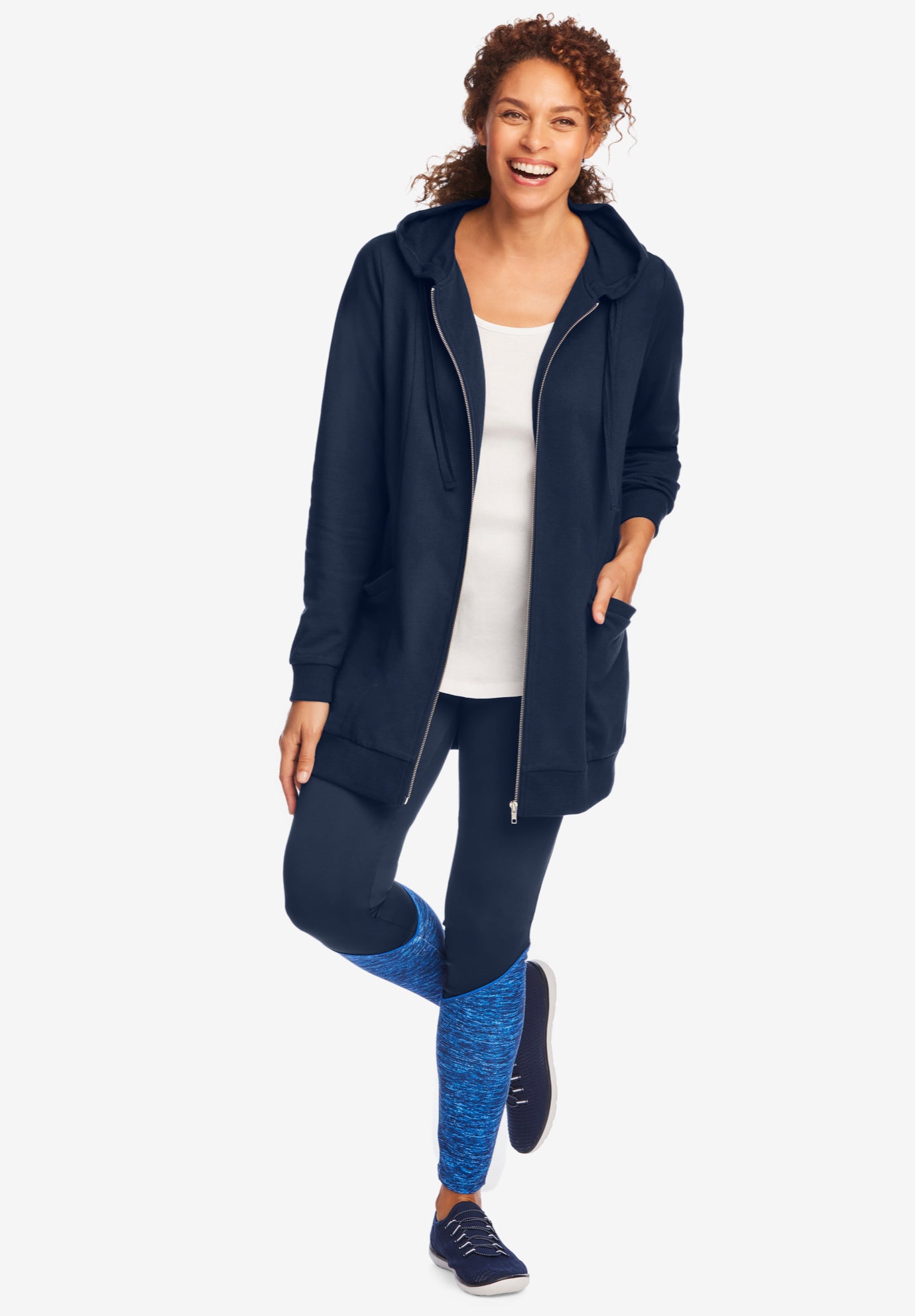 Zip Front Tunic Hoodie Jacket image number 0