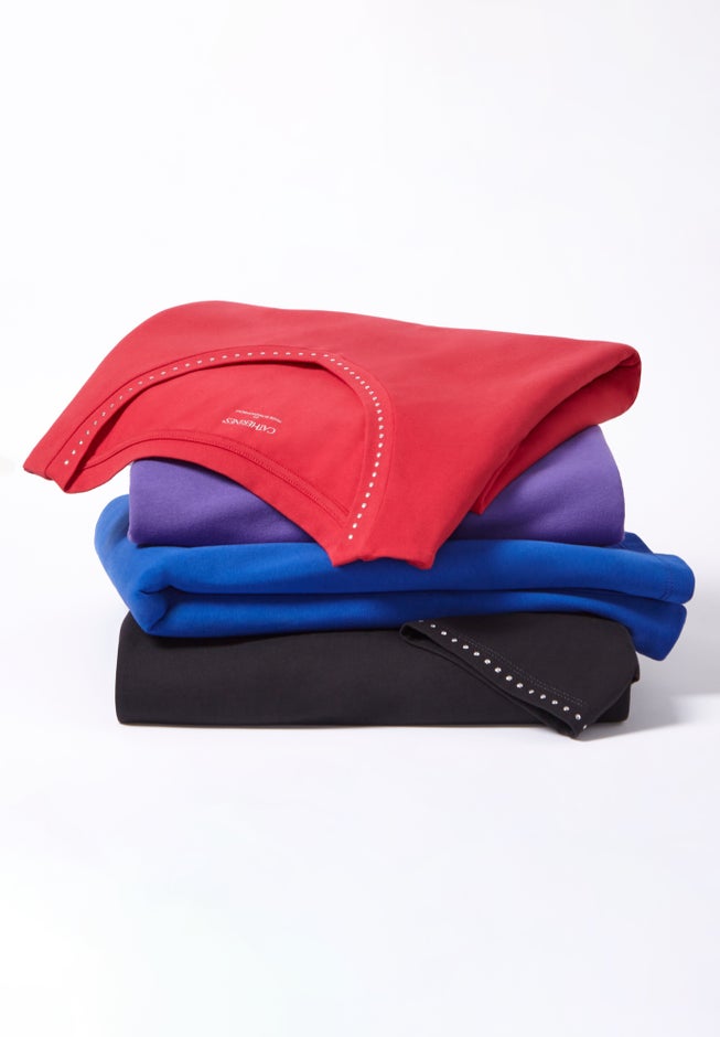 Suprema&reg; Studio 3/4 Sleeve Studded V-Neck Tee image number 1