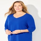 Suprema&reg; Studio 3/4 Sleeve Studded V-Neck Tee image number null