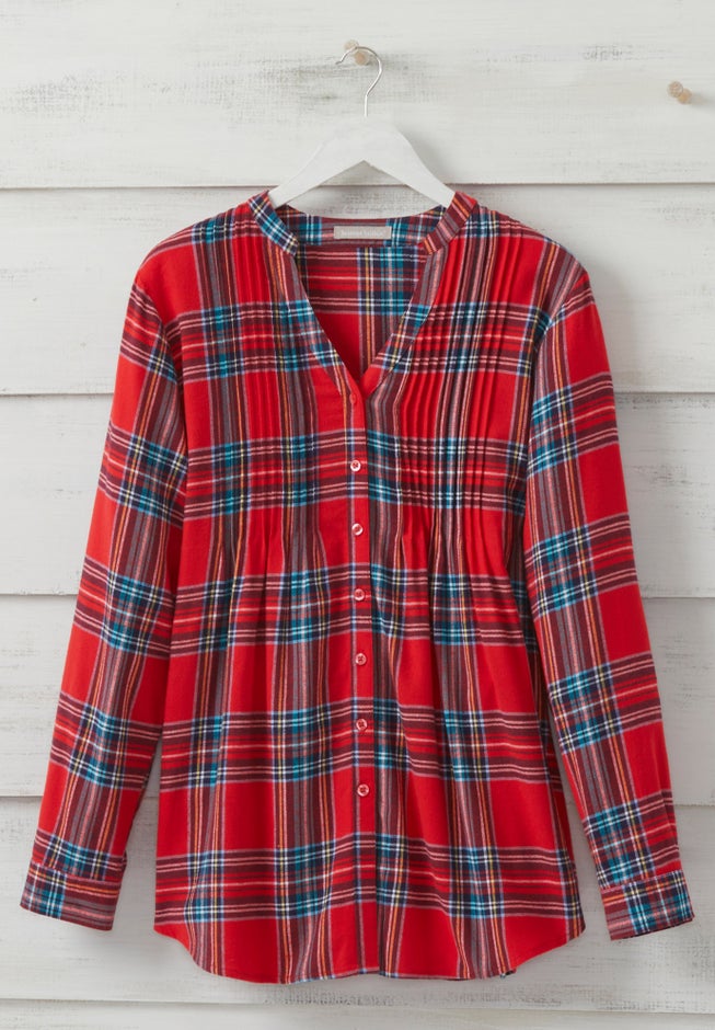Pintucked Flannel Shirt image number 1