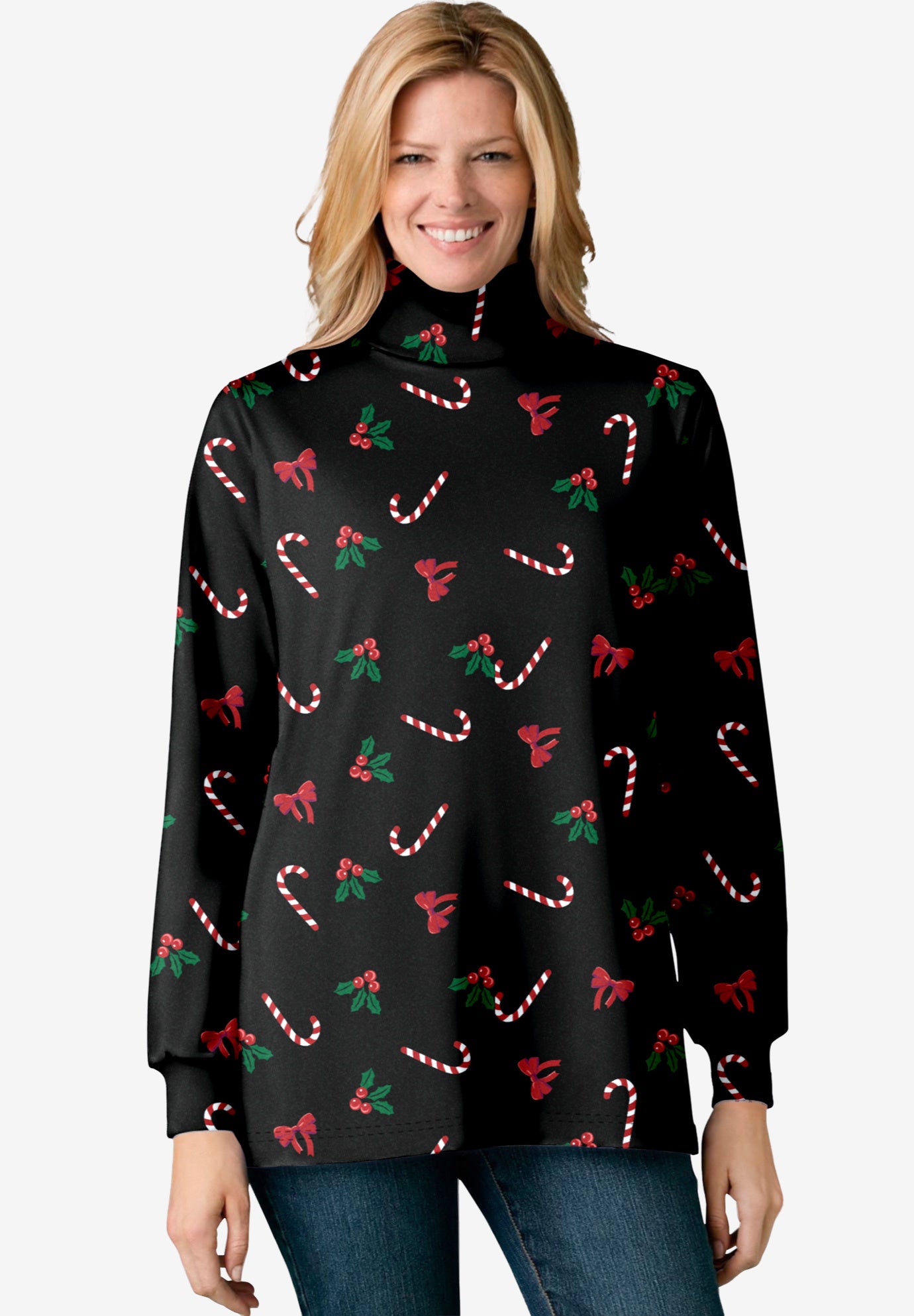 Perfect Printed Long-Sleeve Turtleneck Tee image number 0