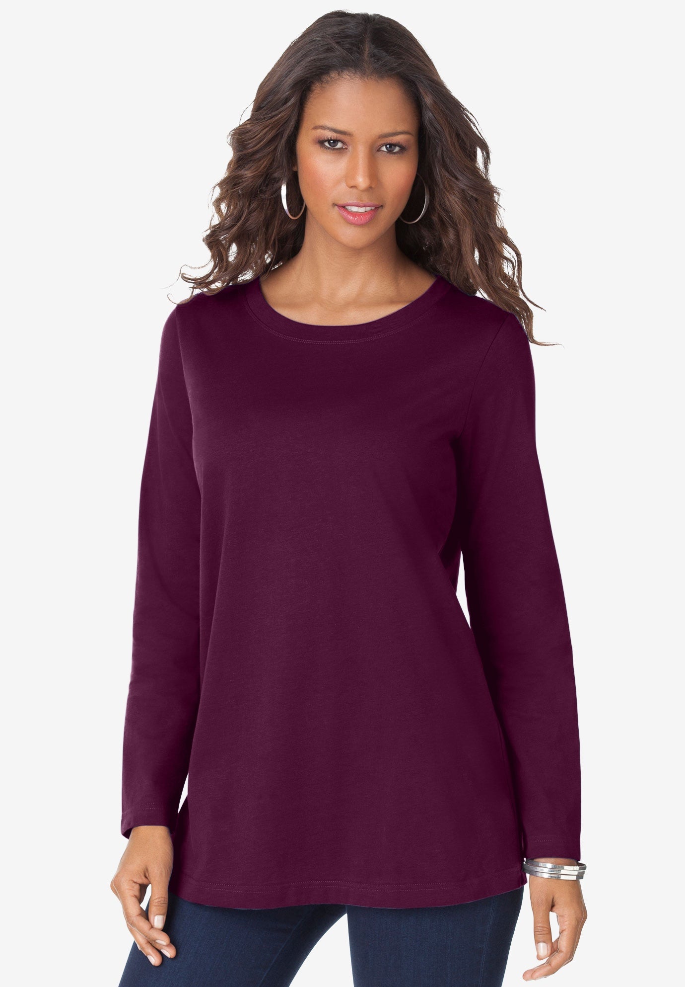 Plus Size Cotton Ultimate Long Sleeve Crewneck Tee image number 0