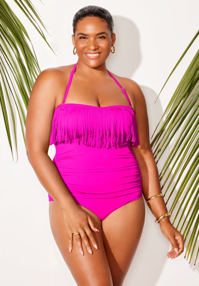 Fringe Bandeau One Piece Swimsuit image number 3