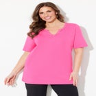 Suprema&reg; Embroidered Notch-Neck Tee image number null