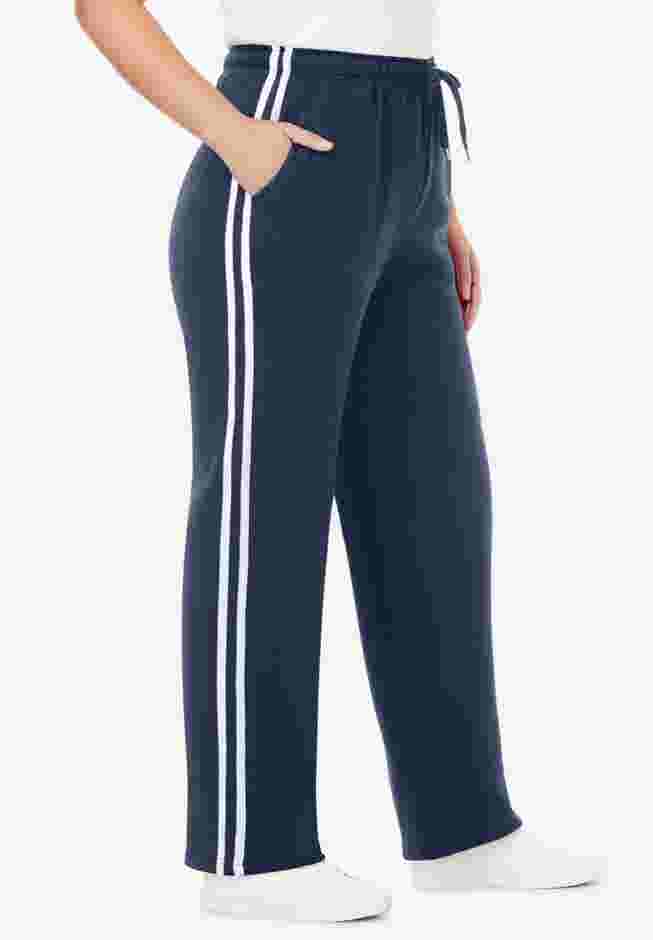 Womens Plus-Size Better-Fleece Side-Stripe Pull-On Sweatpants image number 2