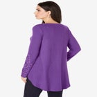 Plus Size Knit Thermal Lace Trim Tunic &ndash; Long Sleeve image number null