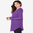 Plus Size Knit Thermal Lace Trim Tunic &ndash; Long Sleeve image number null