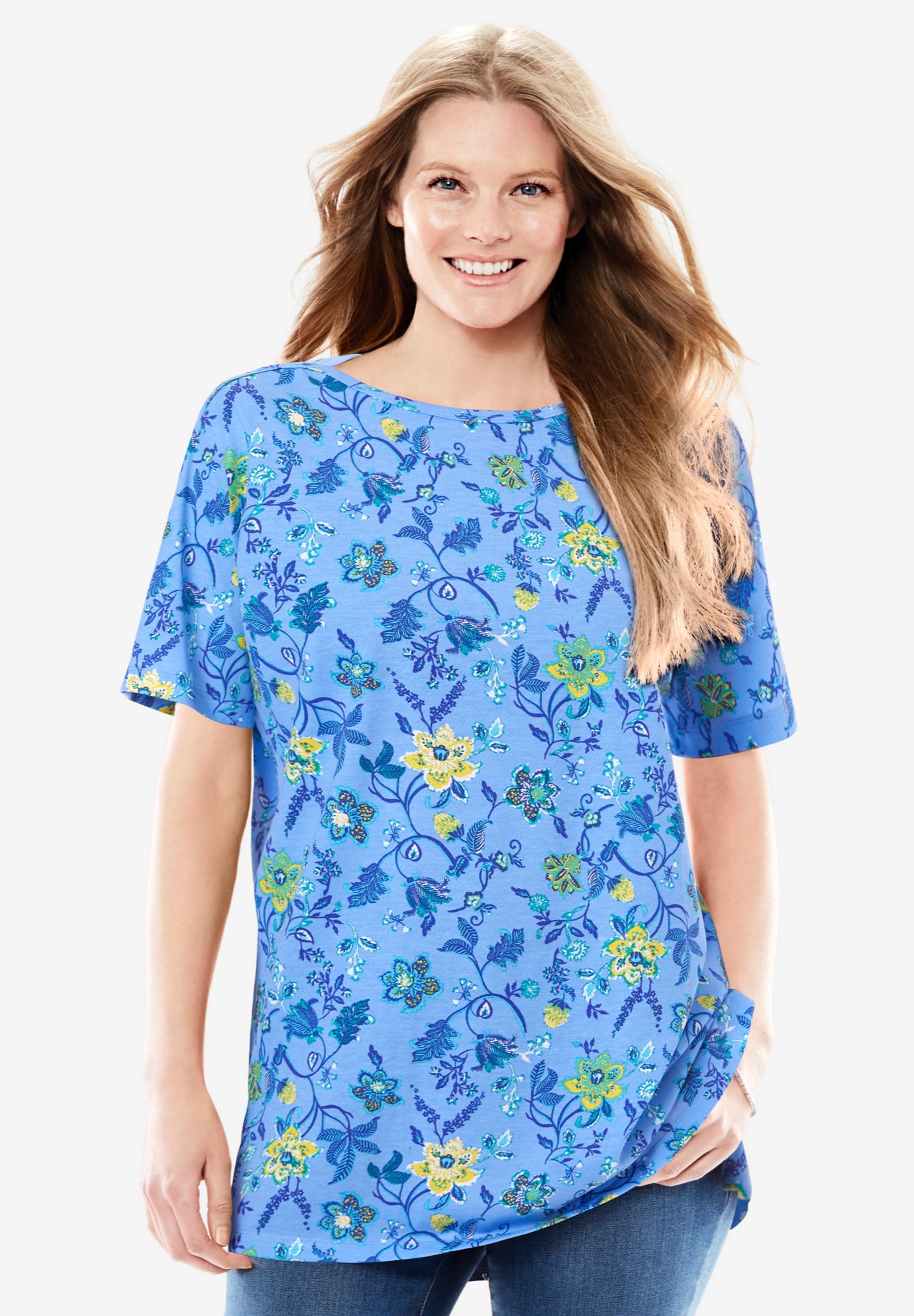 Perfect Printed Short-Sleeve Boatneck Tunic image number 0