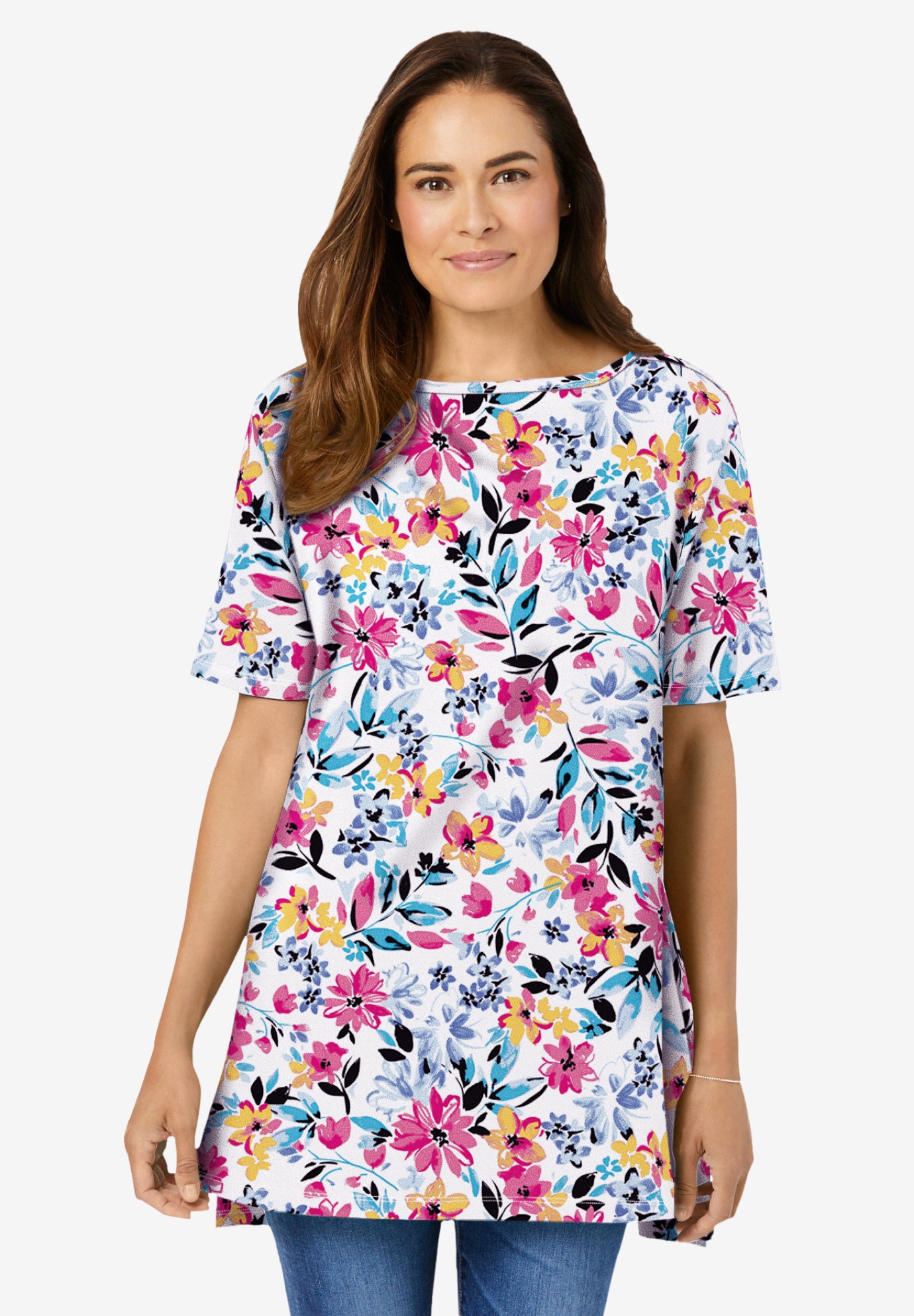 Perfect Printed Short-Sleeve Boatneck Tunic image number 0