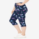 Stretch-Cotton Knit Pull-On Printed Capri Leggings image number 1
