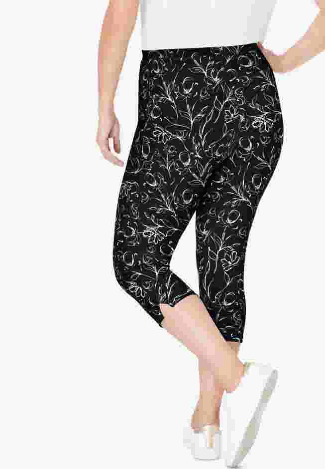 Stretch Cotton Printed Capri Legging image number 1