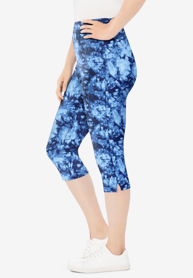 Stretch-Cotton Knit Pull-On Printed Capri Leggings image number 2