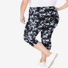 Stretch-Cotton Knit Pull-On Printed Capri Leggings image number null