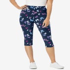 Stretch-Cotton Knit Pull-On Printed Capri Leggings image number 0