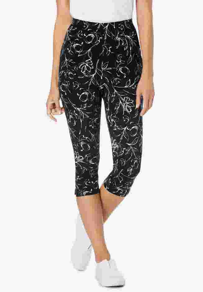 Stretch Cotton Printed Capri Legging image number 0