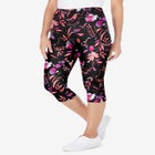 Stretch-Cotton Knit Pull-On Printed Capri Leggings image number null