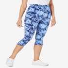 Stretch-Cotton Knit Pull-On Printed Capri Leggings image number null