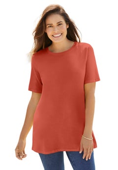 Perfect Short-Sleeve Crewneck Cotton Tee