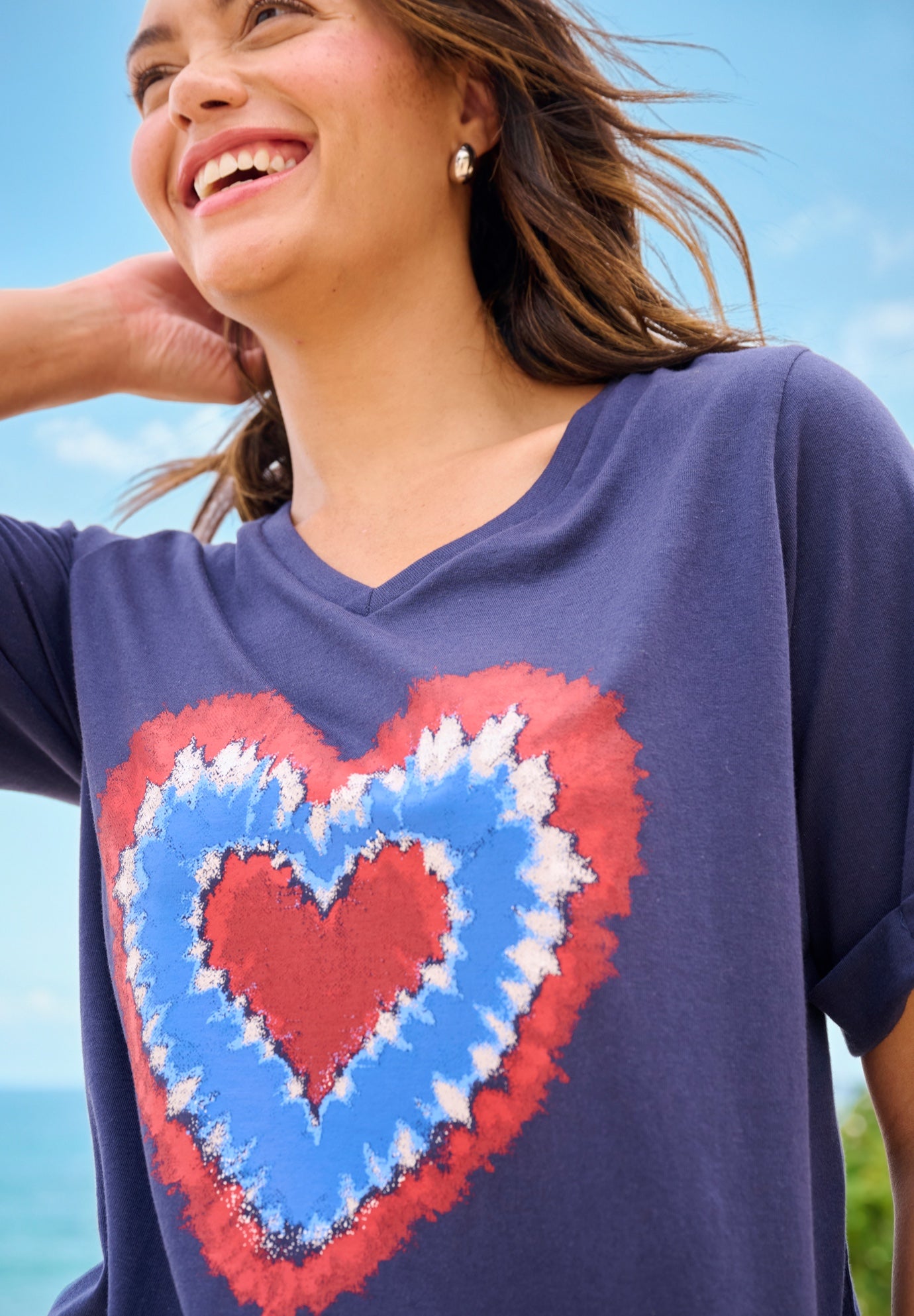 Cuffed Americana Print Tee image number 1