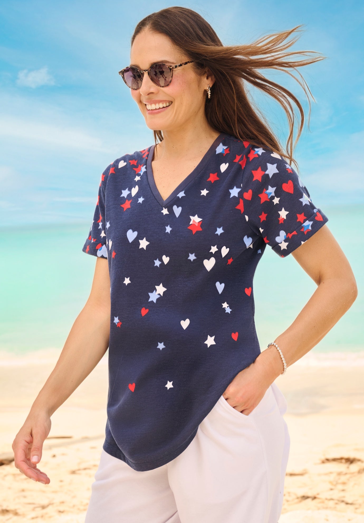 Cuffed Americana Print Tee image number 5