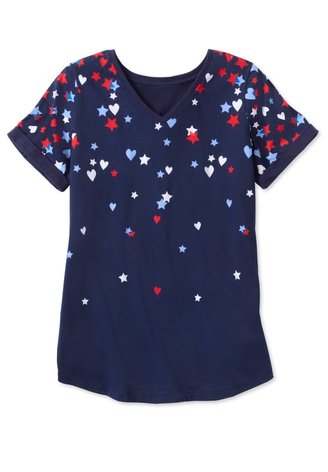 Cuffed Americana Print Tee image number 3