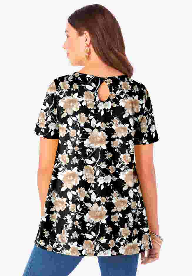 Plus Size Cotton Ultimate Swing Tee with Keyhole Back image number 1