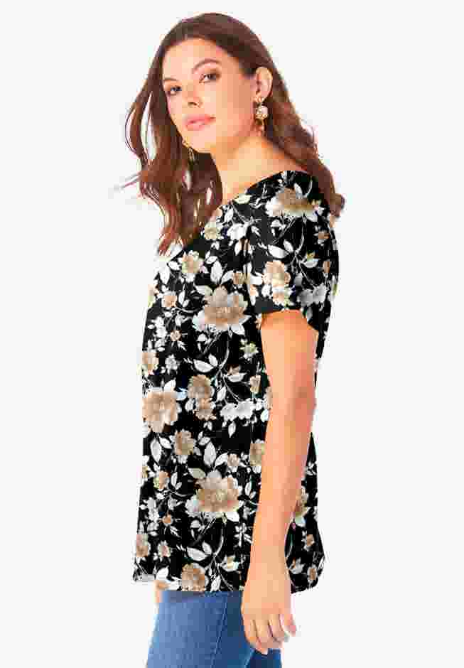 Plus Size Cotton Ultimate Swing Tee with Keyhole Back image number 2