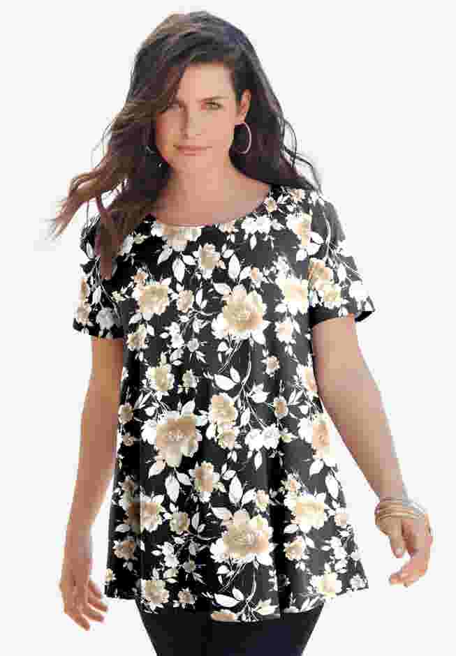 Plus Size Cotton Ultimate Swing Tee with Keyhole Back image number 0